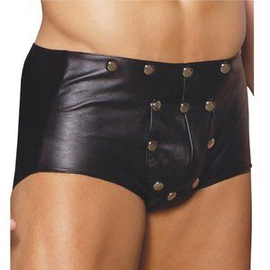 Men's Studded Leather Shorts with Breakaway Front